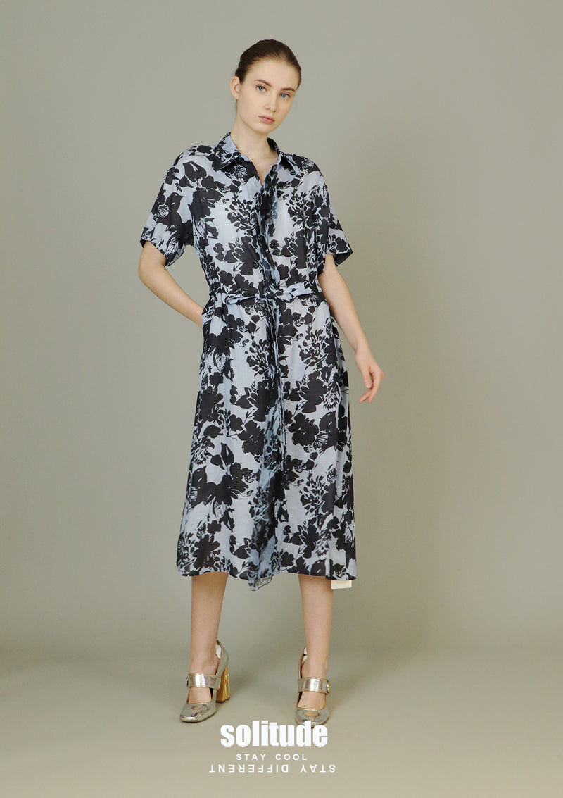 Blue Floral Printed Dress