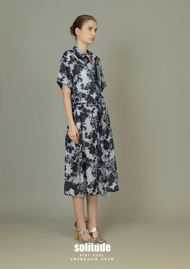 Blue Floral Printed Dress
