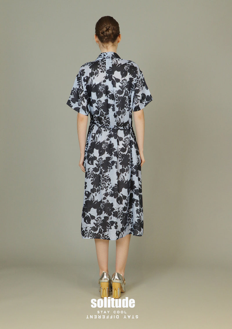 Blue Floral Printed Dress