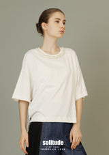 White Embellished Oversized Tee