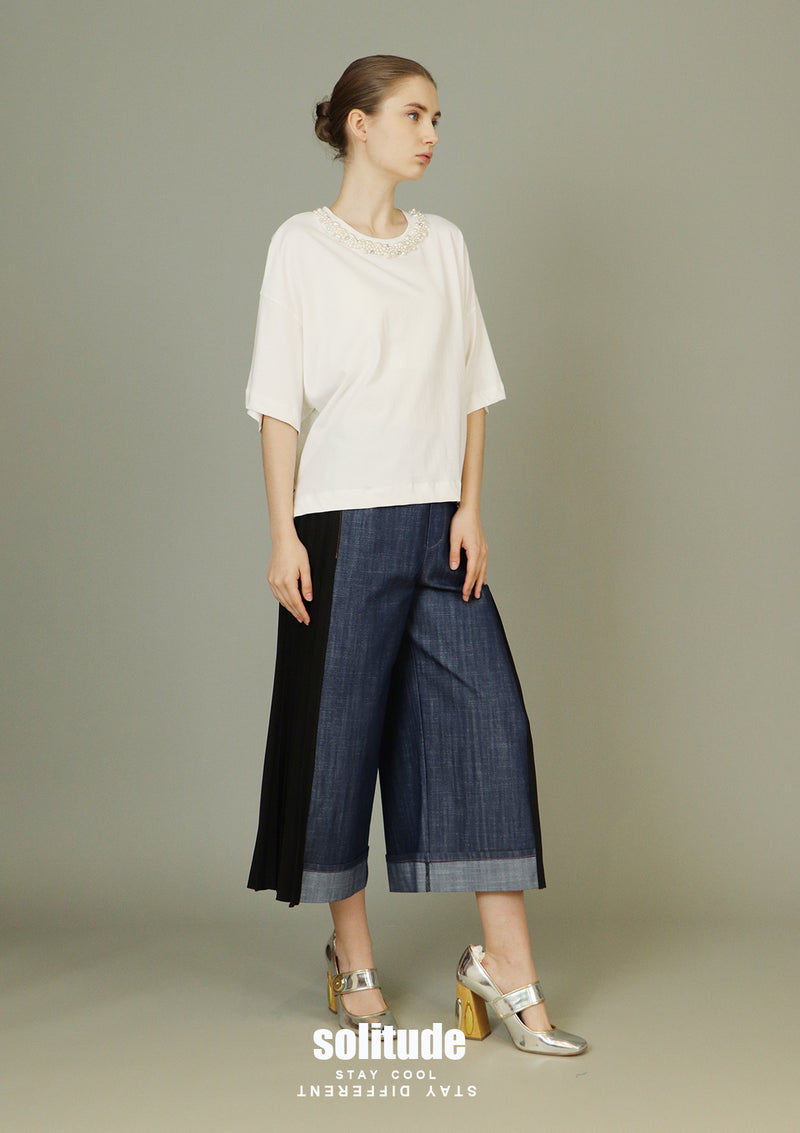 White Embellished Oversized Tee