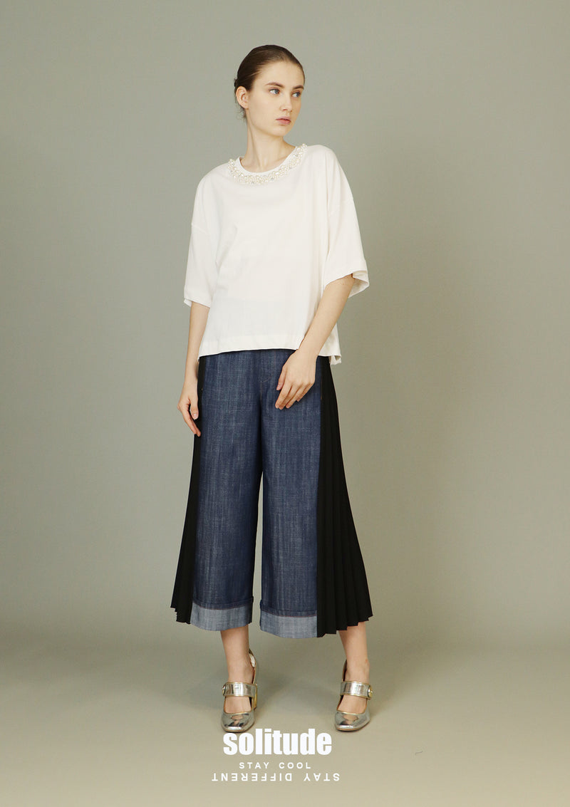 White Embellished Oversized Tee