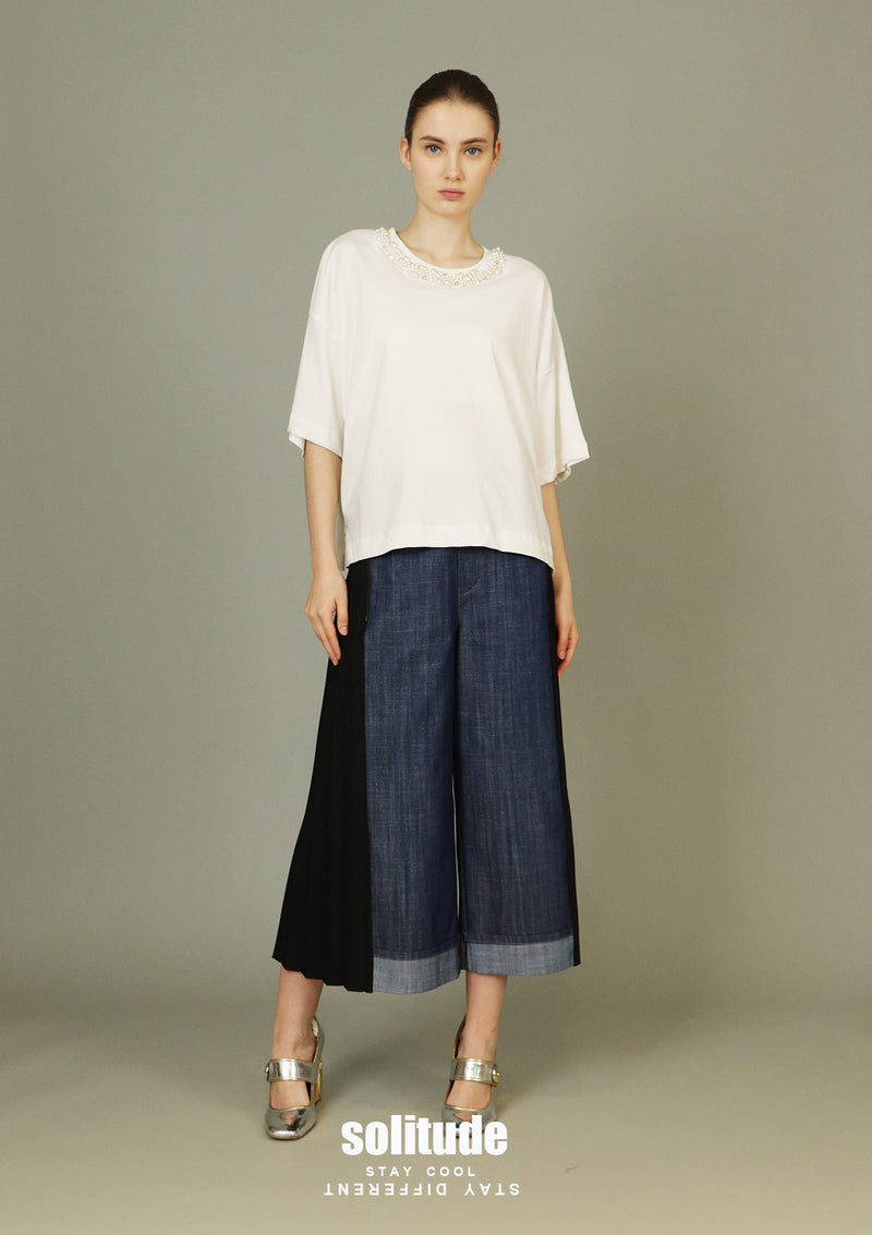 White Embellished Oversized Tee