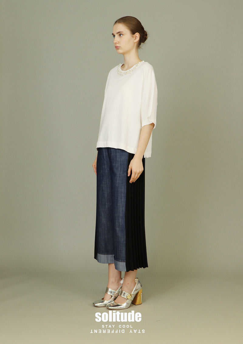 White Embellished Oversized Tee