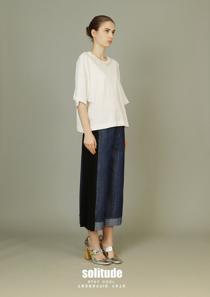 White Embellished Oversized Tee