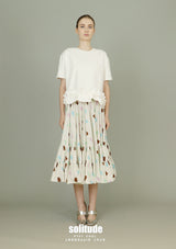 White Ruffles Hem Knitted Top