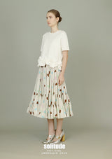 White Ruffles Hem Knitted Top