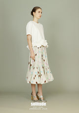 White Ruffles Hem Knitted Top