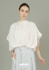 White Bubble Hem Sleeveless Shirt