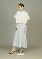 White Bubble Hem Sleeveless Shirt