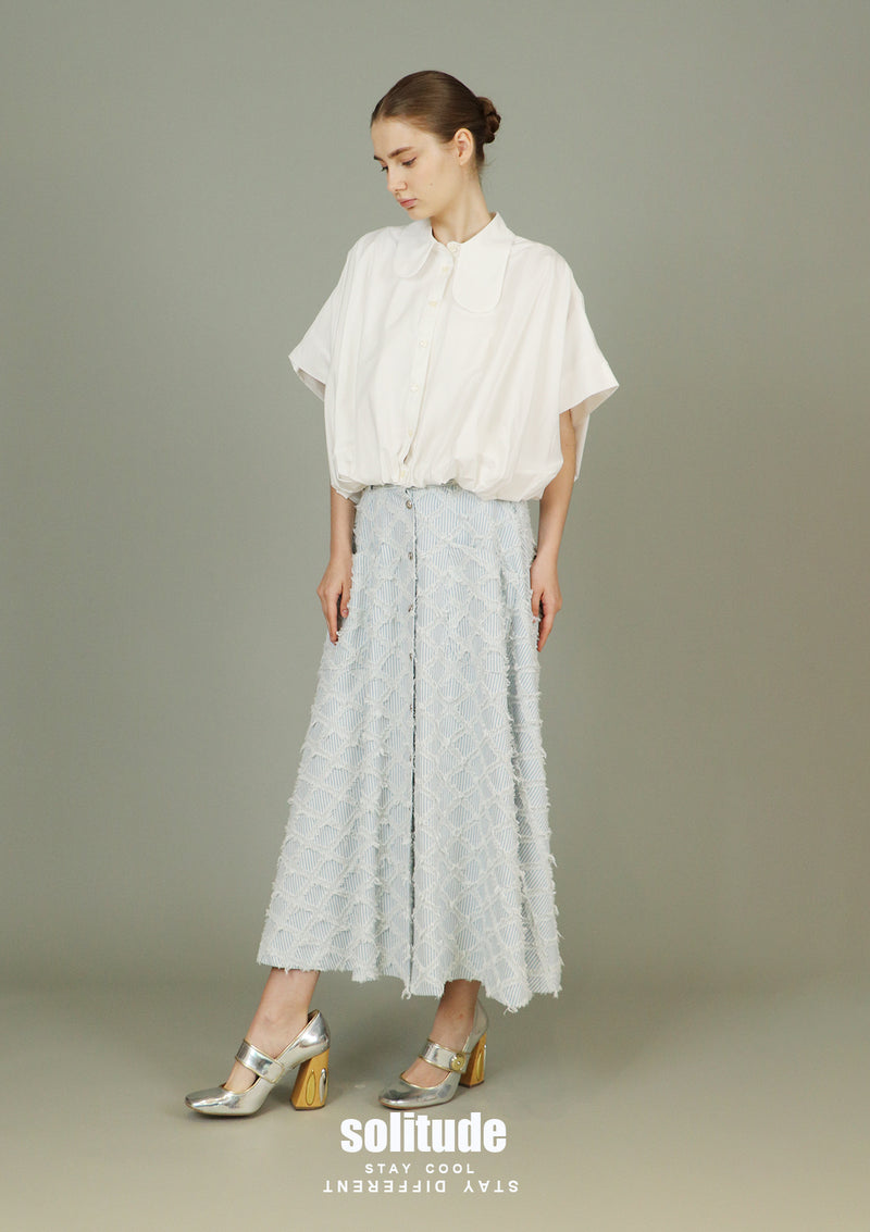 White Bubble Hem Sleeveless Shirt