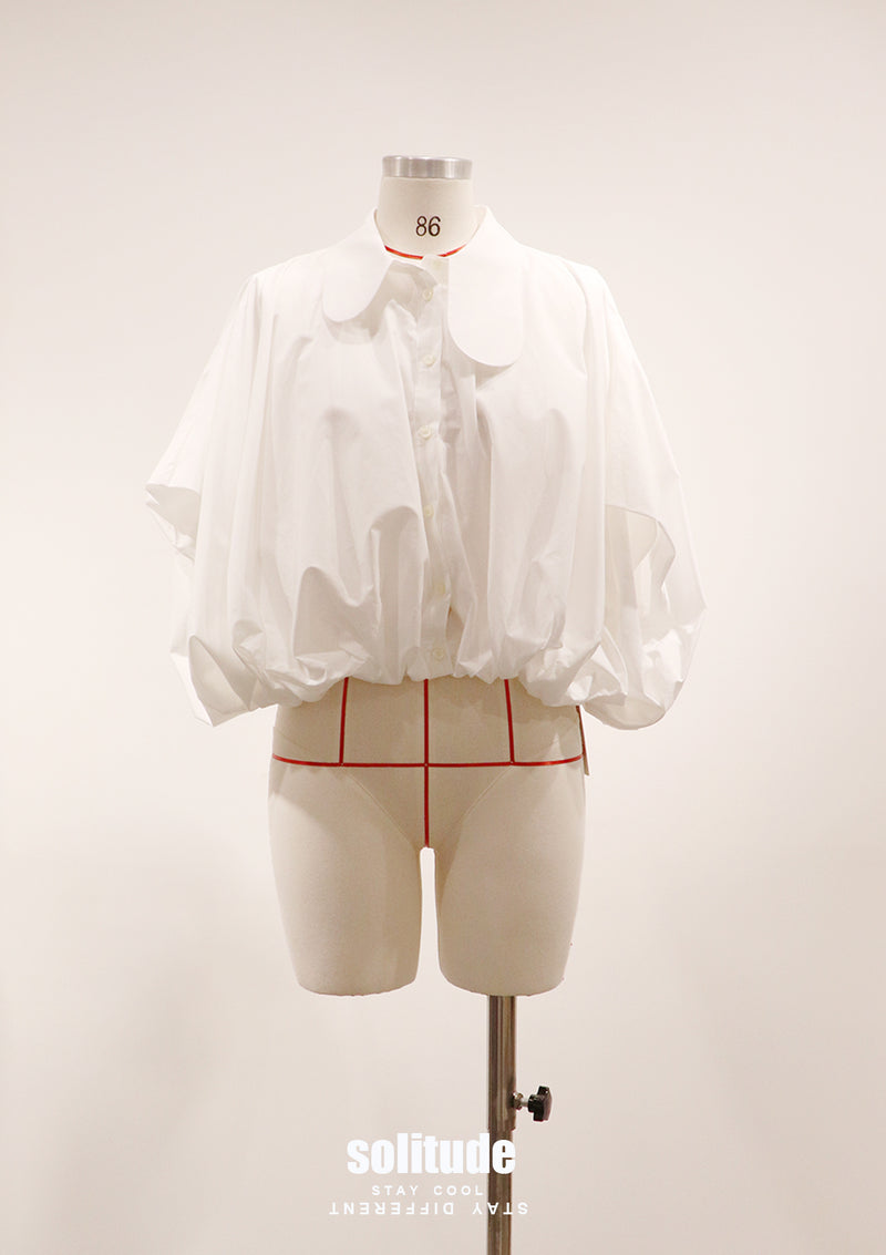 White Bubble Hem Sleeveless Shirt