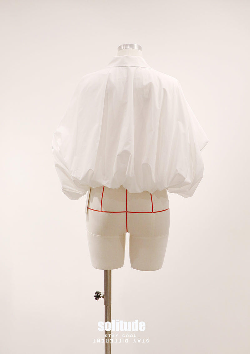 White Bubble Hem Sleeveless Shirt