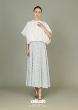 White Bubble Hem Sleeveless Shirt