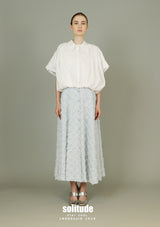 White Bubble Hem Sleeveless Shirt