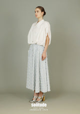 White Bubble Hem Sleeveless Shirt