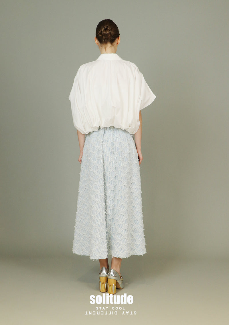 White Bubble Hem Sleeveless Shirt