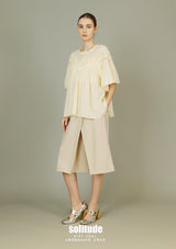 Light Yellow Lace Trims Woven Top