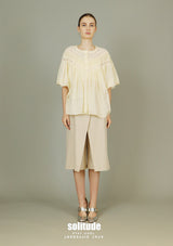 Light Yellow Lace Trims Woven Top