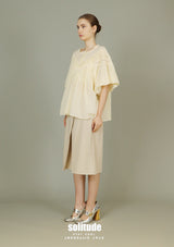 Light Yellow Lace Trims Woven Top