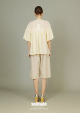 Light Yellow Lace Trims Woven Top