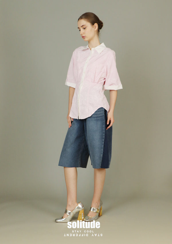 Long Front V Back Woven Shirt