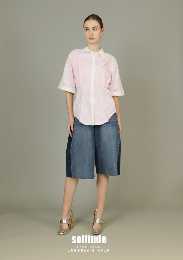 Long Front V Back Woven Shirt