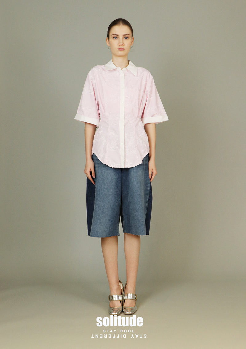 Long Front V Back Woven Shirt