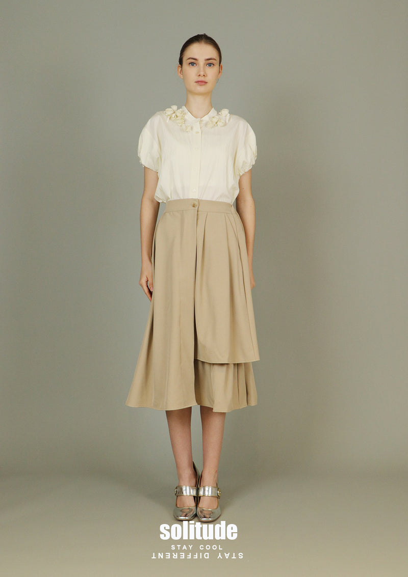 Light Yellow Flower Patches Sleeveless Shirt