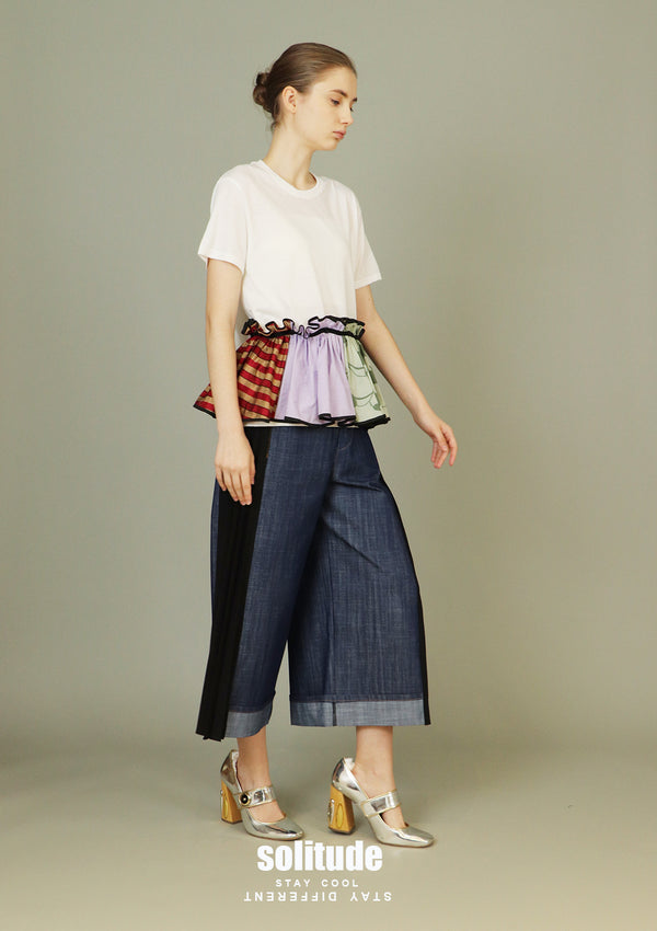 White Detachable Trimes Ruffles Top