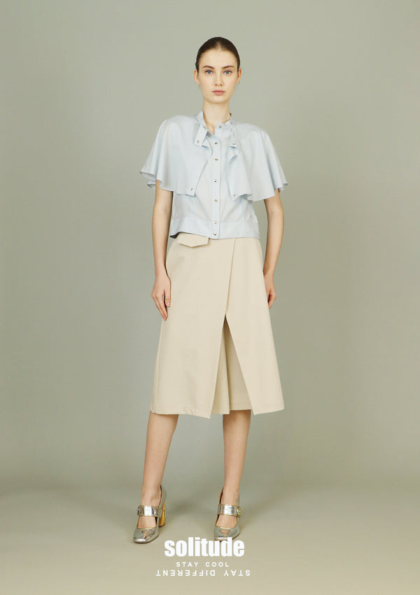 Beige Pleated Midi Culottes