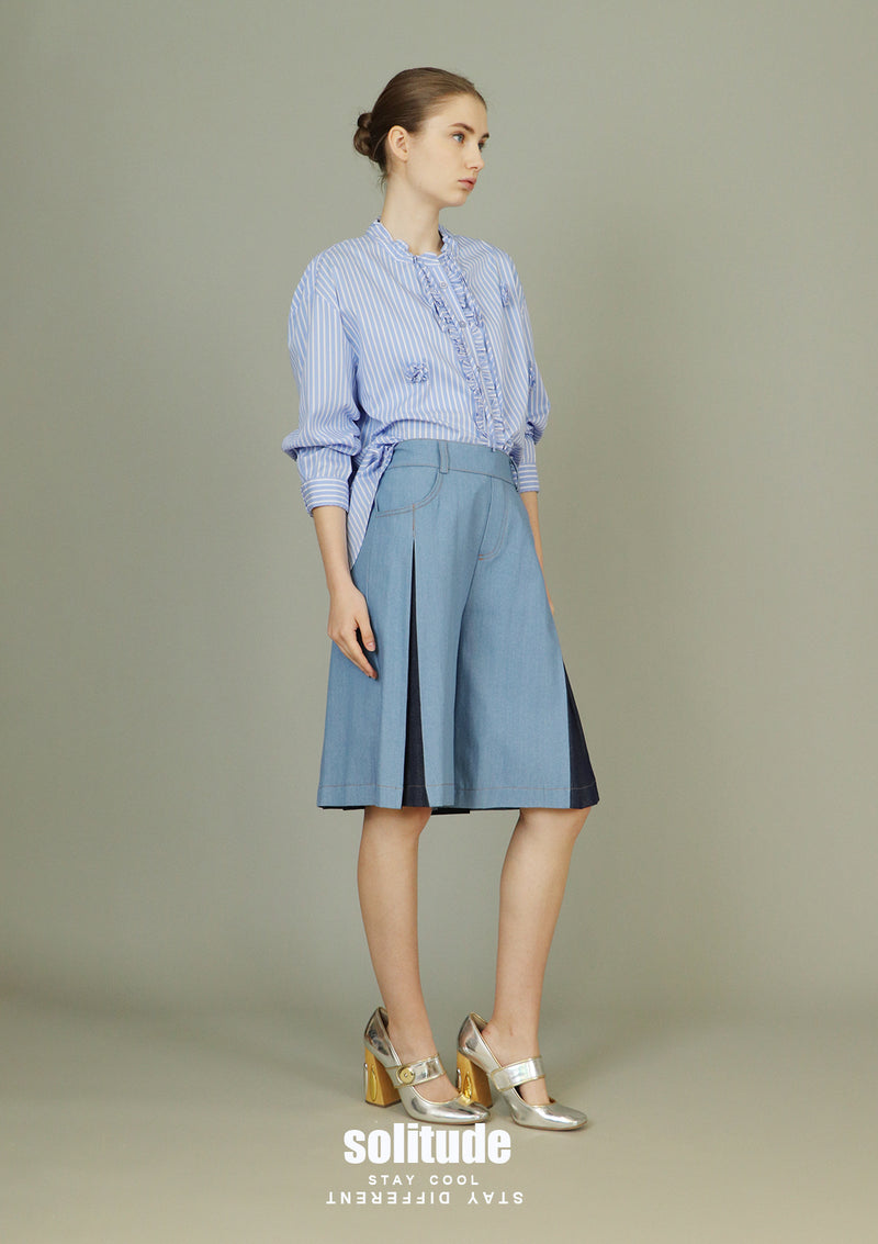 Elasticated Wasit Pleated Shorts