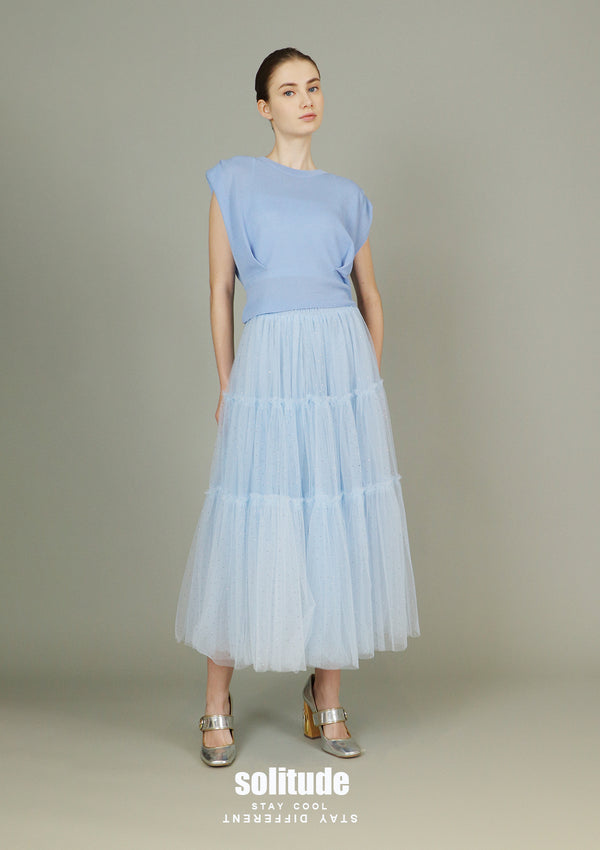 Sky Blue Knitted Sleeveless Top