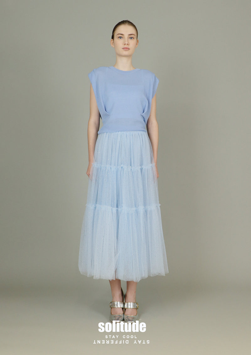 Sky Blue Knitted Sleeveless Top