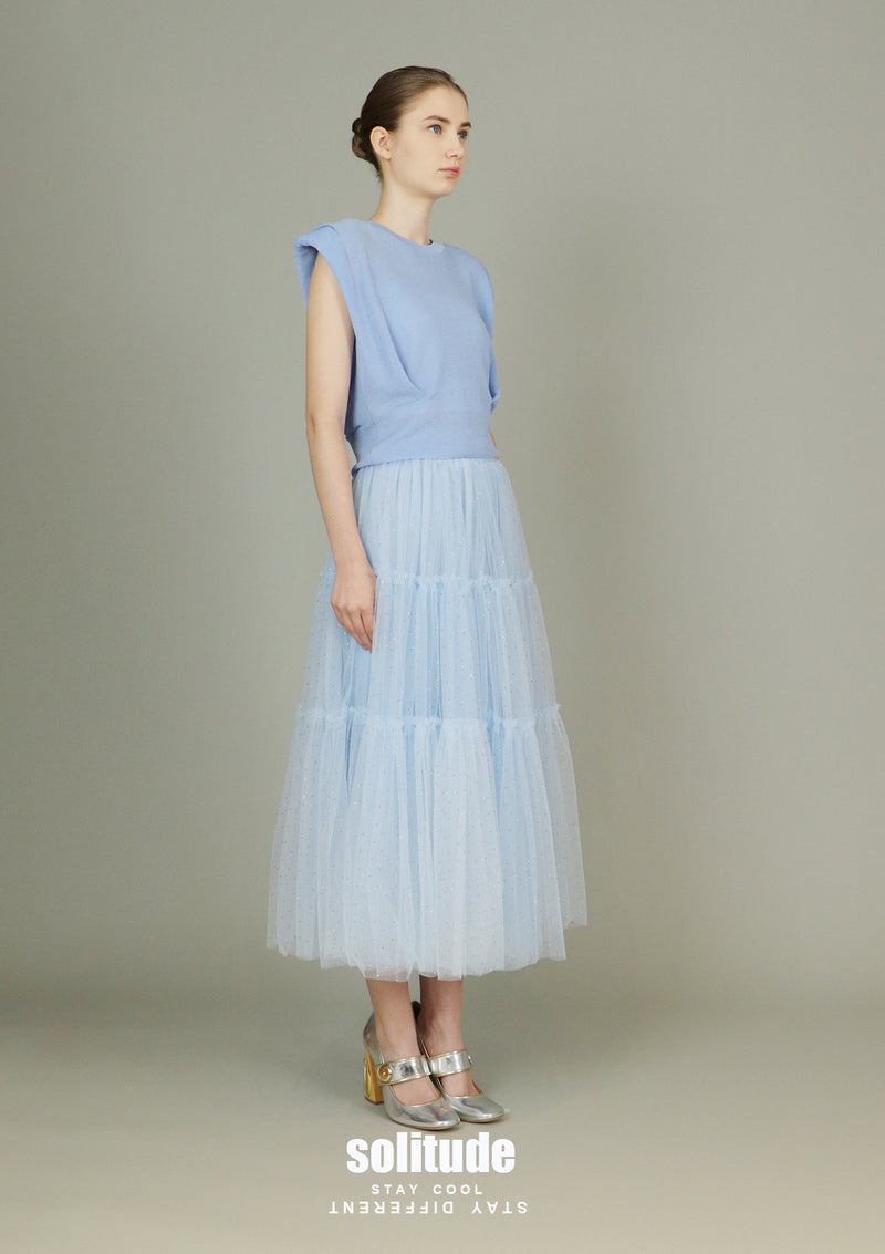 Sky Blue Knitted Sleeveless Top