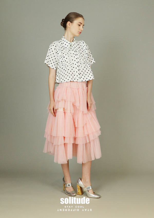 White Dots Cropped Woven Top