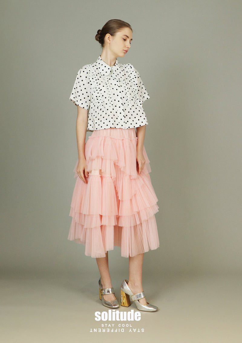 White Dots Cropped Woven Top