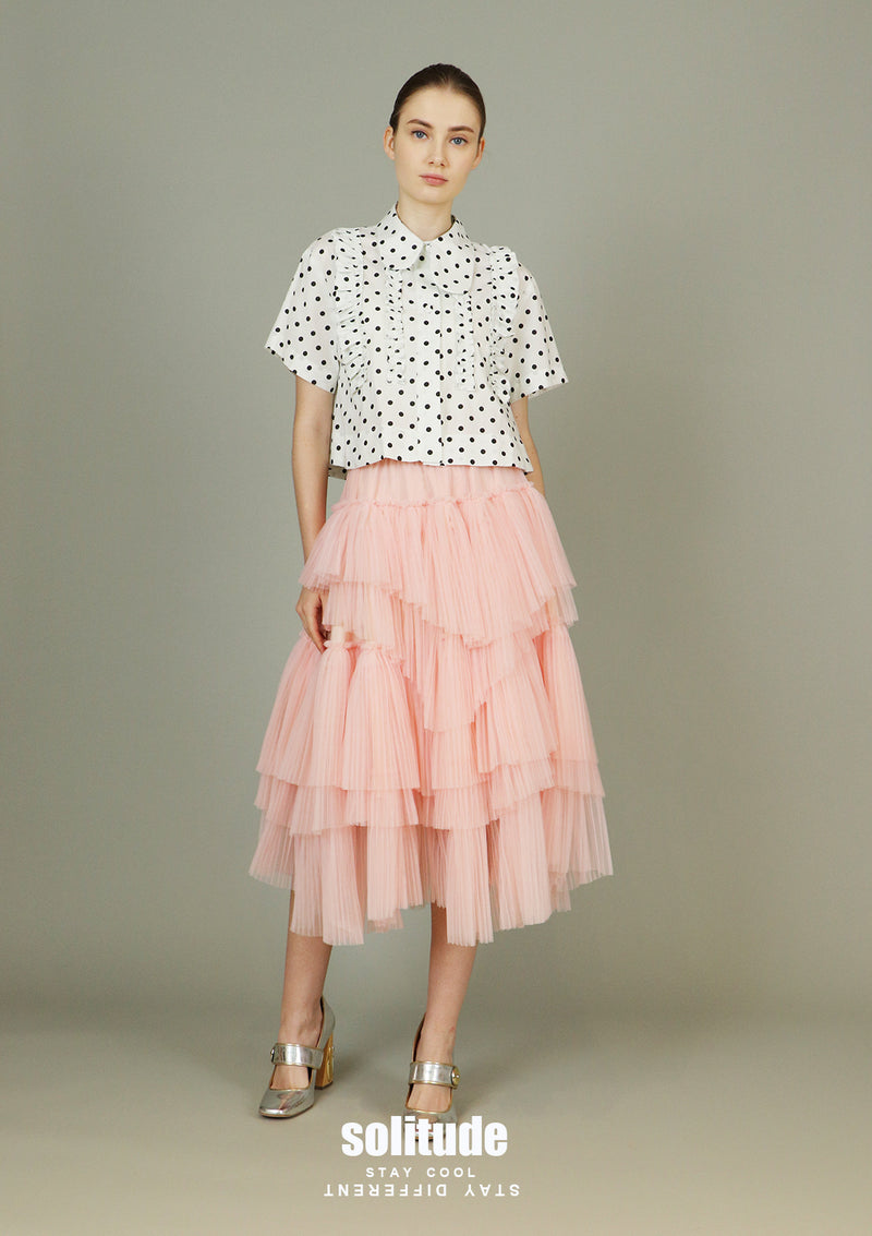 White Dots Cropped Woven Top