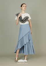 Light Blue Asymmetrical Maxi Skirt