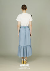 Light Blue Asymmetrical Maxi Skirt