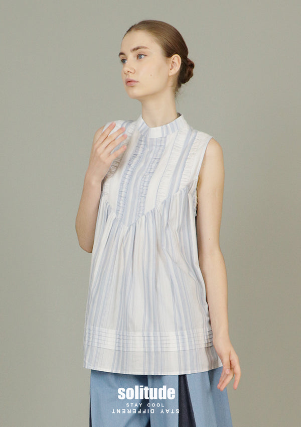 Blue Striped Woven Top