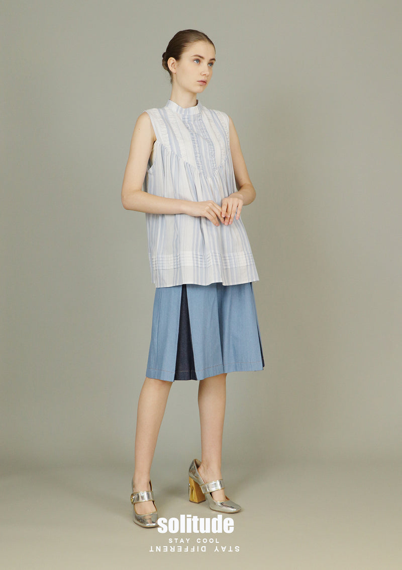 Blue Striped Woven Top