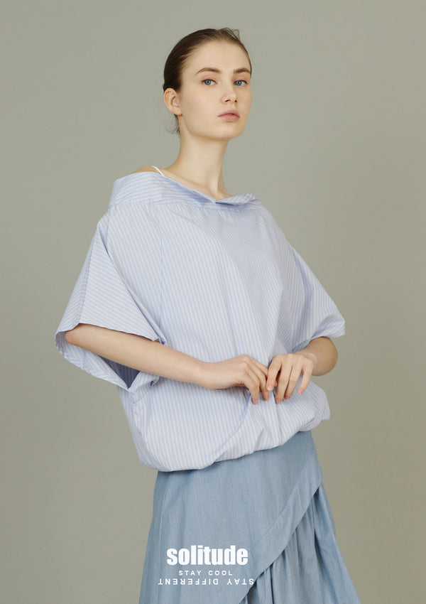 Drop Shoulder Striped Woven Top