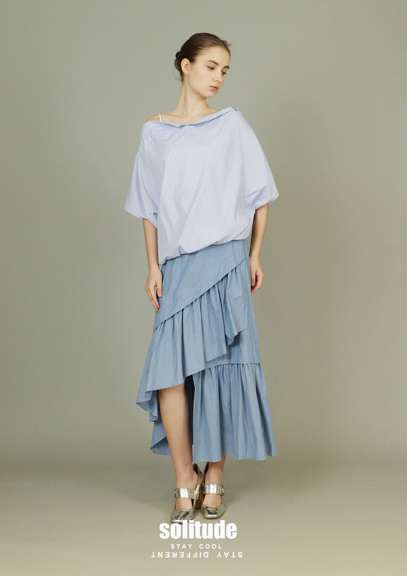 Drop Shoulder Striped Woven Top
