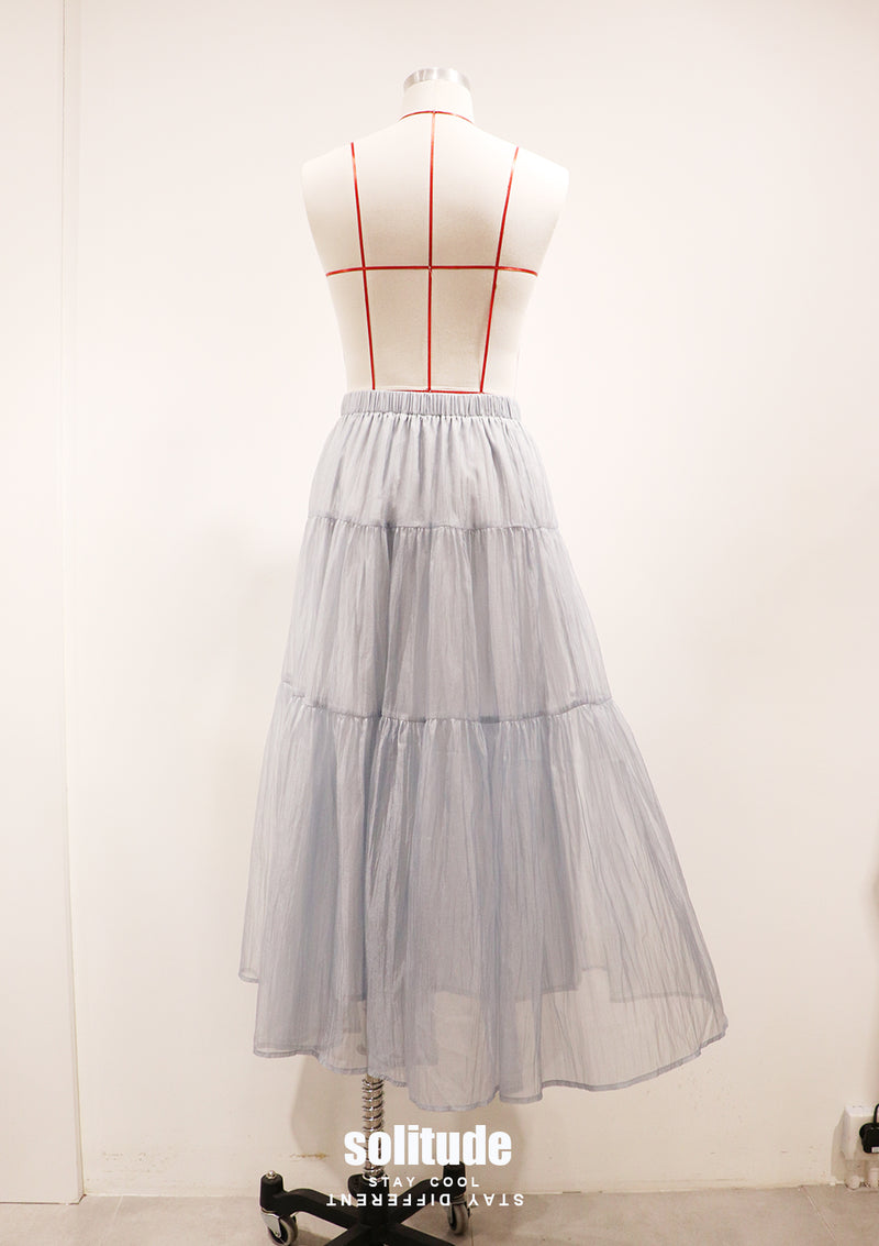 Sky Blue See Through Maxi Skirt