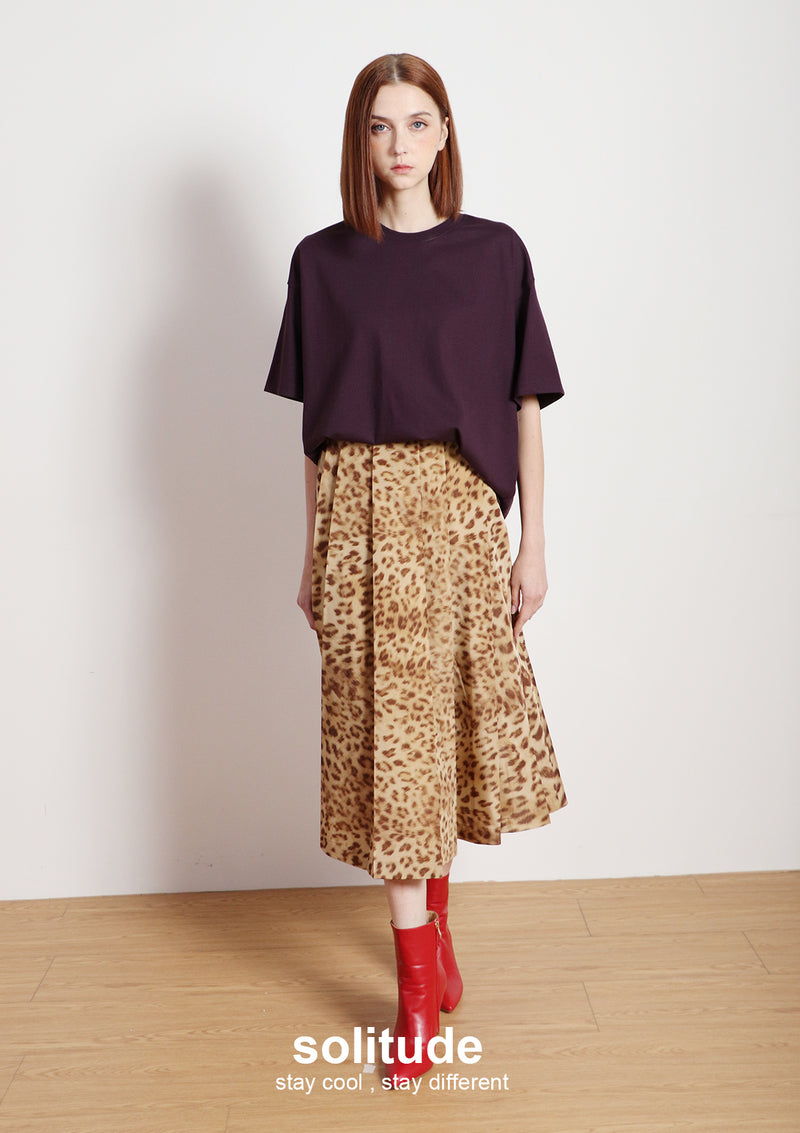 Leopard-print Pleated Skirt