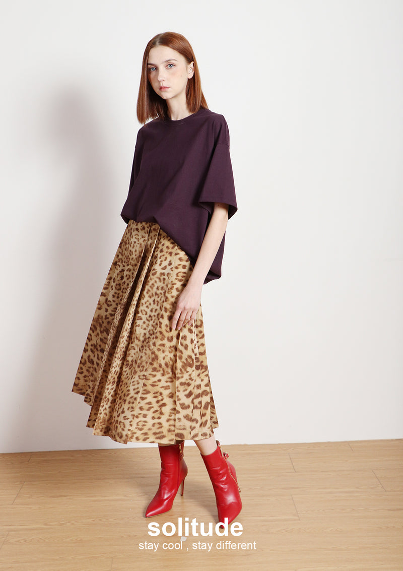 Leopard-print Pleated Skirt
