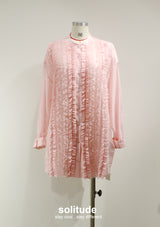 Pink Ruffles Super Long Shirt
