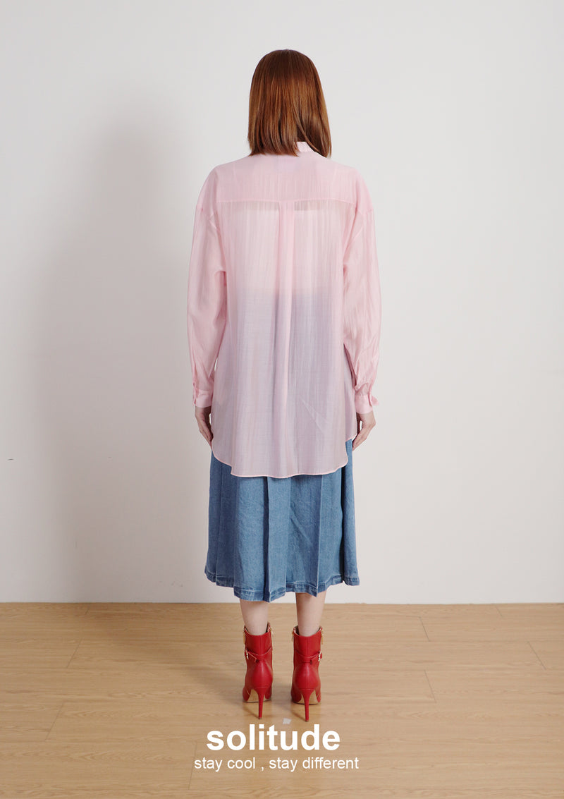 Pink Ruffles Super Long Shirt