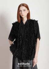 Black Ruffles Sleeveless Shirt